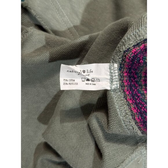 NEW Natural Life Boho Style Knit Top S/M Gray Pink Embroidered Sweatshirt - Picture 5 of 14